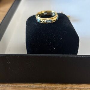 Gold Ring with Blue Gemstones